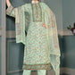 Straight Salwar Suit Muslin Sea Green Floral Patch Salwar Kameez