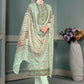 Straight Salwar Suit Muslin Sea Green Floral Patch Salwar Kameez