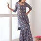 Salwar Suit Muslin Blue Floral Patch Salwar Kameez