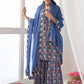 Salwar Suit Muslin Blue Floral Patch Salwar Kameez