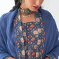 Salwar Suit Muslin Blue Floral Patch Salwar Kameez