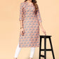 Casual Kurti Rayon Peach Floral Patch Kurtis