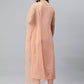 Salwar Suit Faux Crepe Poly Silk Peach Floral Patch Salwar Kameez