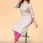 Casual Kurti Rayon Off White Floral Patch Kurtis