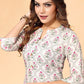 Casual Kurti Rayon Off White Floral Patch Kurtis