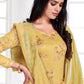 Salwar Suit Cotton Satin Yellow Floral Patch Salwar Kameez