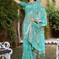Classic Weight Less Blue Floral Patch Saree