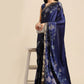 Classic Satin Blue Floral Patch Saree