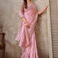 Trendy Saree Foil Silk Pink Patch Border Saree