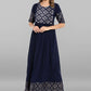 Casual Kurti Faux Crepe Blue Foil Print Kurtis