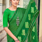 Classic Chiffon Green Foil Print Saree