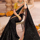 Classic Chiffon Satin Black Embroidered Saree