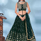 A Line Lehenga Chinon Green Foil Print Lehenga Choli