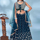 Readymade Lehenga Choli Chinon Blue Foil Print Lehenga Choli