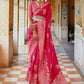 Classic Silk Pink Foil Print Saree