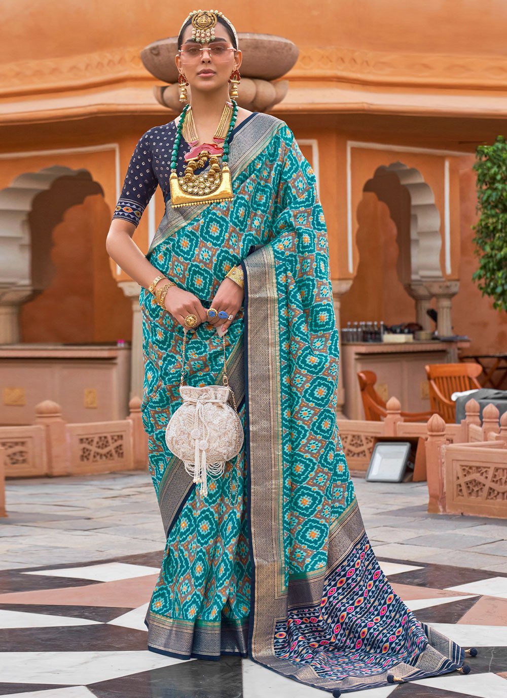 Contemporary Silk Multi Colour Foil Print Saree