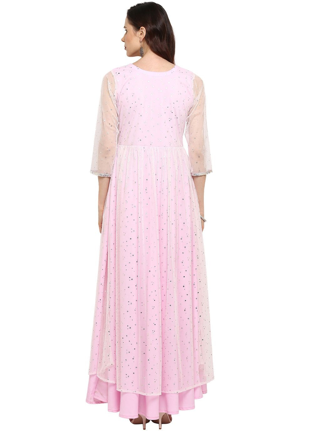 Designer Kurti Crepe Silk Pink Foil Print Kurtis