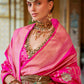 Designer Silk Pink Foil Print Saree