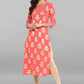 Designer Kurti Faux Crepe Peach Foil Print Kurtis