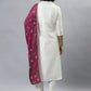 Pant Style Suit Poly Silk White Foil Print Salwar Kameez