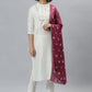 Pant Style Suit Poly Silk White Foil Print Salwar Kameez
