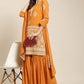 Pakistani Salwar Suit Georgette Orange Foil Print Salwar Kameez