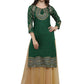 Designer Kurti Poly Silk Green Foil Print Kurtis