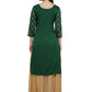 Designer Kurti Poly Silk Green Foil Print Kurtis