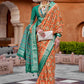 Contemporary Silk Multi Colour Foil Print Saree
