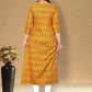 Casual Kurti Cotton Mustard Foil Print Kurtis