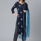 Salwar Suit Rayon Blue Foil Print Salwar Kameez