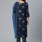 Salwar Suit Rayon Blue Foil Print Salwar Kameez