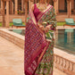Classic Patola Silk Green Foil Print Saree