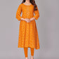 Casual Kurti Rayon Viscose Orange Foil Print Kurtis