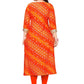 Casual Kurti Rayon Orange Foil Print Kurtis