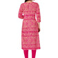 Designer Kurti Rayon Viscose Pink Foil Print Kurtis