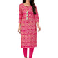 Designer Kurti Rayon Viscose Pink Foil Print Kurtis