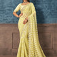 Trendy Saree Georgette Jacquard Yellow Embroidered Saree