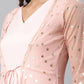 Floor Length Kurti Crepe Silk Pink Foil Print Kurtis