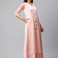 Floor Length Kurti Crepe Silk Pink Foil Print Kurtis