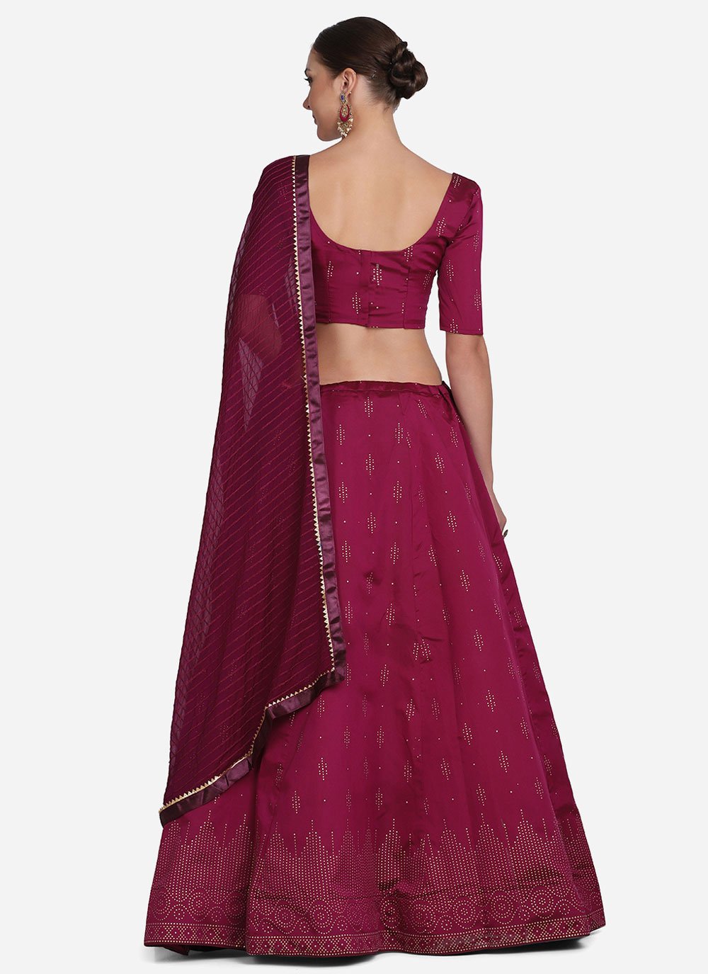 Lehenga Choli Tafeta Silk Maroon Foil Print Lehenga Choli