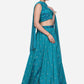 Lehenga Choli Tafeta Silk Turquoise Foil Print Lehenga Choli