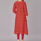 Party Wear Kurti Rayon Viscose Red Foil Print Kurtis