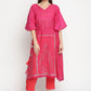 Party Wear Kurti Chanderi Fuchsia Print Kurtis