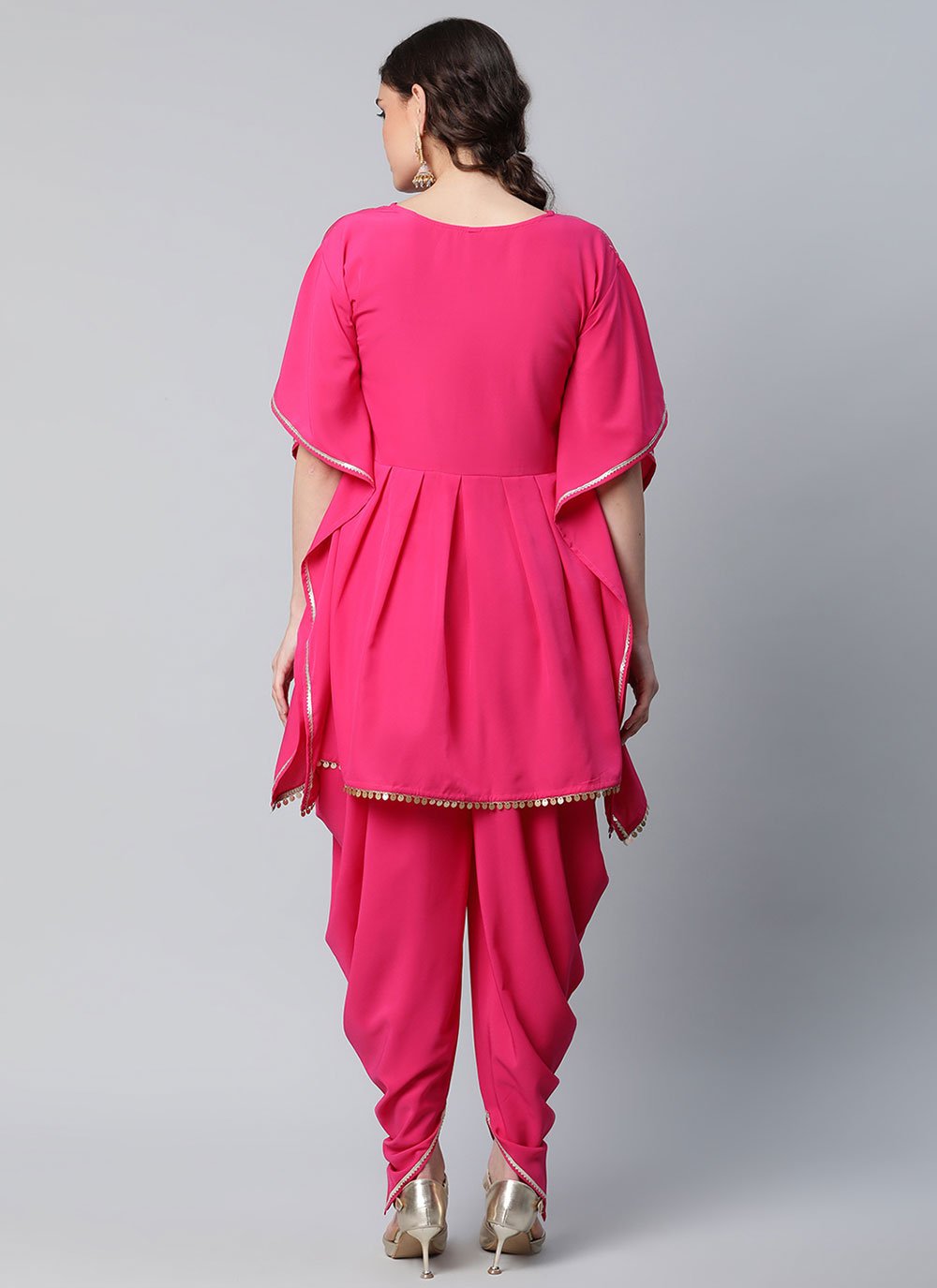 Casual Kurti Crepe Silk Fuchsia Print Kurtis