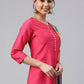 Straight Salwar Suit Poly Silk Fuchsia Plain Salwar Kameez