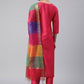 Straight Salwar Suit Poly Silk Fuchsia Plain Salwar Kameez