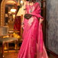 Contemporary Organza Fuchsia Weaving Saree