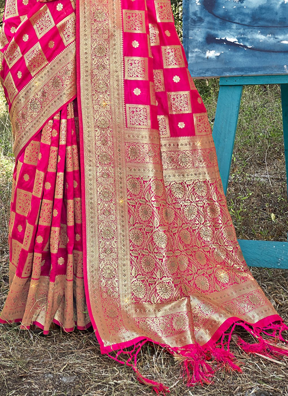 Traditional Saree Banarasi Silk Fuchsia Weaving Saree