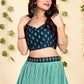 A Line Lehenga Georgette Blue Foil Print Lehenga Choli